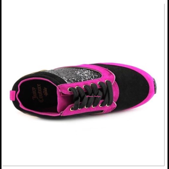 JUICY COUTURE Shoes Athletic Tennis Black Pink Gold Glitter Size 6.5 - Picture 4 of 4